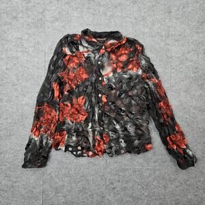 Francesca Rose Blouse Womens Large Sheer Floral Whimsigoth 90s Dark Romantic
